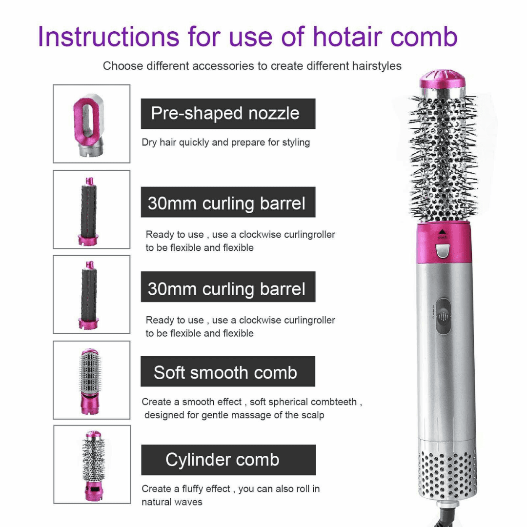 5 In 1 Hair Straightener Curler Dryer