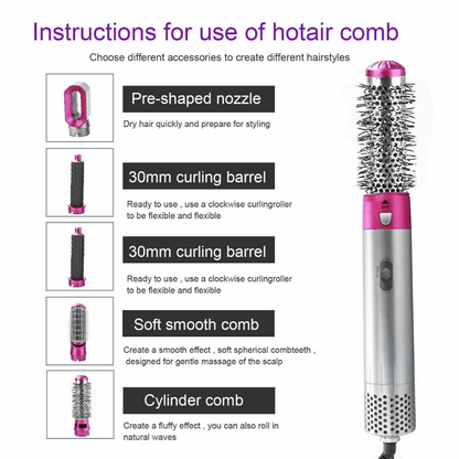 5 In 1 Hair Straightener Curler Dryer