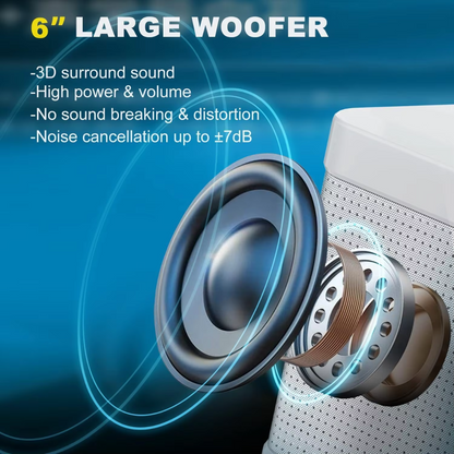 Wireless Dual Microphone Bluetooth Karaoke Subwoofer Boom Box